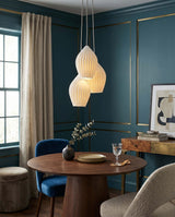 Multi light ceramic cluster pendant with fluted teardrop shades, view 11