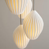 Ribbed ceramic pendant shade with deep vertical fluting, white finish, view 14