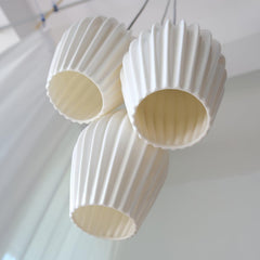 Multi light ceramic cluster pendant with fluted teardrop shades, view 17