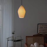 Ribbed white ceramic hanging pendant with an E26 bulb base, view 18