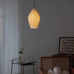 Ribbed white ceramic hanging pendant with an E26 bulb base, view 18