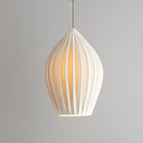 Ribbed ceramic pendant shade with deep vertical fluting, white finish, view 20