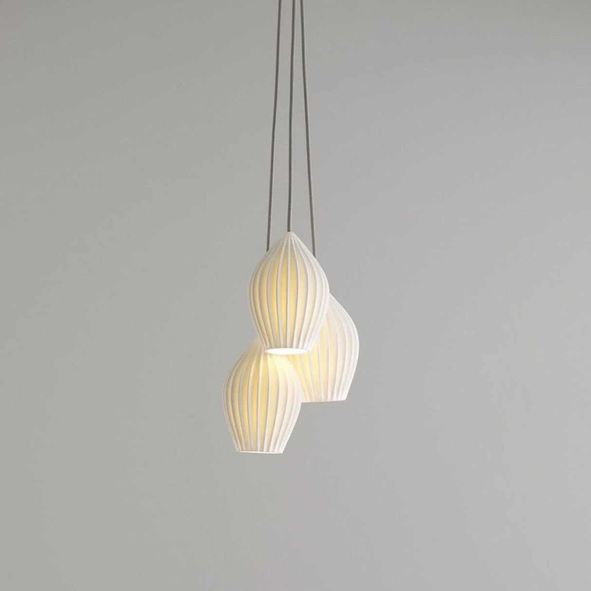 Fluted ceramic teardrop pendant light for ceiling mounted hanging, view 21