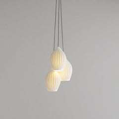 Fluted ceramic teardrop pendant light for ceiling mounted hanging, view 21