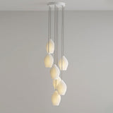 Multi light ceramic cluster pendant with fluted teardrop shades, view 23