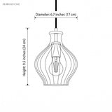 Diagram showing pendant diameter 6.7 inches and height 9.5 inches