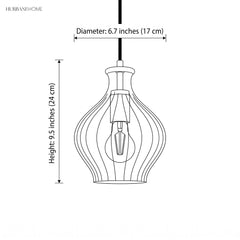 Diagram showing pendant diameter 6.7 inches and height 9.5 inches