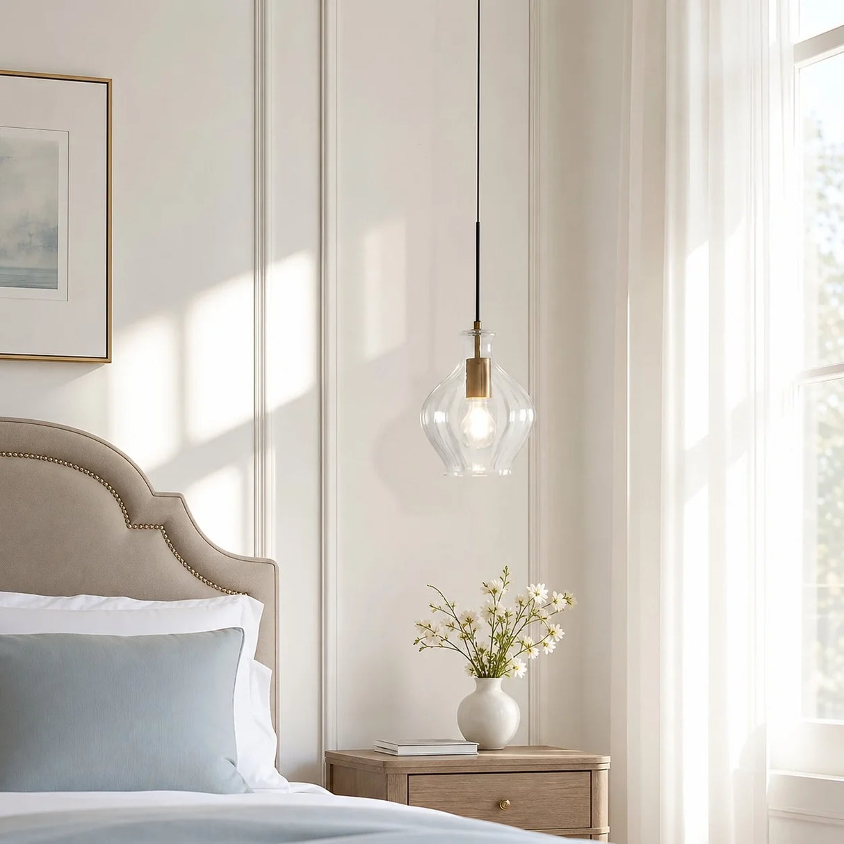Fluted glass brass pendant light further product image 4