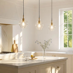 Fluted glass brass pendant light supplementary product view 5