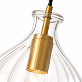 Fluted glass brass pendant light colour option view 9