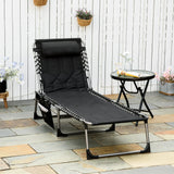 Outdoor folding armchair with side pocket and head pillow