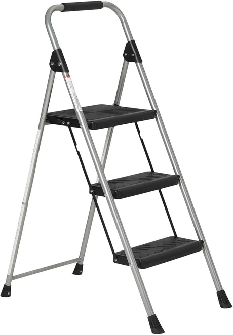 Foldable Portable Ladder - 3 Step Anti Slip Folding Stool For Home - Plastic Folding Step Stool - Hurbane Home