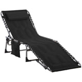 Folding Lounge Chair - Adjustable Padded Outdoor Reclining Chaise With Pocket - Folding Lounge Chair - Hurbane Home