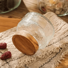 Food Storage Glass Jars – Retro Crabapple Pattern Storage Jars for Snacks & Dried Fruits - Hurbane Home