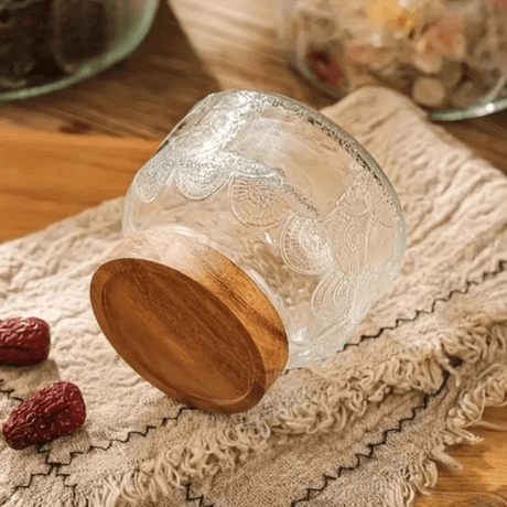 Food Storage Glass Jars – Retro Crabapple Pattern Storage Jars for Snacks & Dried Fruits - Hurbane Home