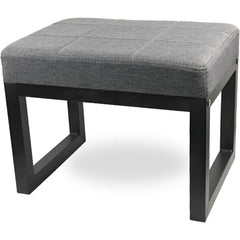 Foot Rest Ottoman – Rectangular Linen Stool With Metal Legs Dark Grey - Storage Ottoman Bench - Hurbane Home