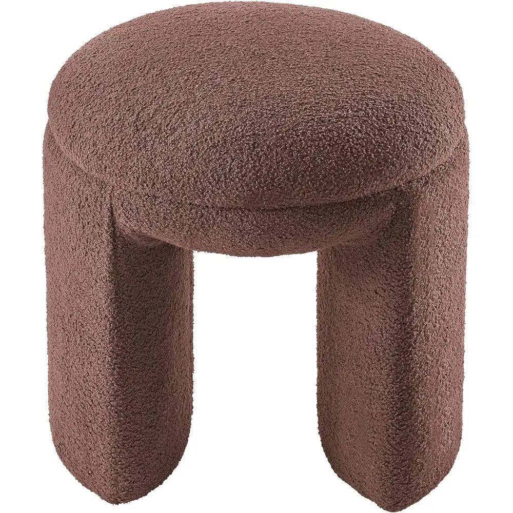 Contemporary Upholstered Stool – Teddy Fabric Round Ottoman Seat.