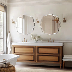 Frameless Wall Mirror – Scalloped Beveled Irregular HD Glass Design - Hurbane Home