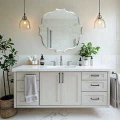 Frameless Wall Mirror – Scalloped Beveled Irregular HD Glass Design - Hurbane Home