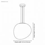 Line drawing of the pendant with shade width 12.5 in and height 10 in