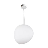 White pebble glass shade on a rigid stem, shown against white