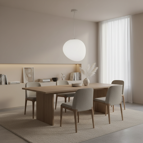 Frosted Glass Pendant Light with a White Pebble Shade