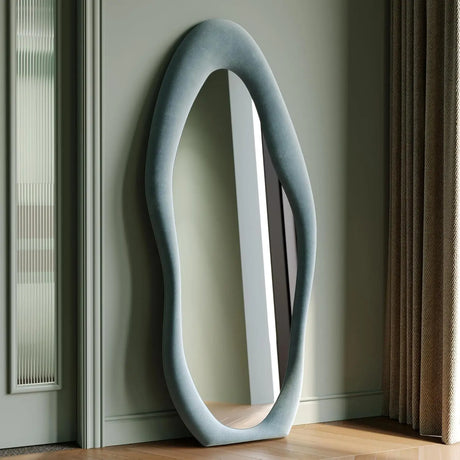Wave shaped wall mirror for full-length reflection