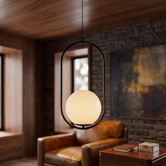 Black Oval Frame Glass Globe Pendant Light