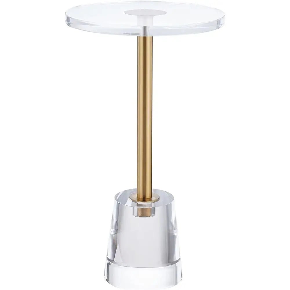 Glass End Tables - Clear Acrylic Round Side Table with Gold Frame - Glass End Table - Hurbane Home