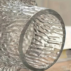 Glass Flower Vase – Nordic Vintage Wide Mouth Textured Table Centerpiece - Hurbane Home