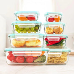 Glass Food Storage Containers - 8 Piece Leakproof Airtight Kitchen Set - Glass Food Storage Container - Hurbane Home