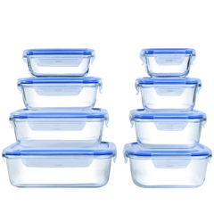 Glass Food Storage Containers - 8 Piece Leakproof Airtight Kitchen Set - Glass Food Storage Container - Hurbane Home