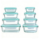 Glass Food Storage Containers - 8 Piece Leakproof Airtight Kitchen Set - Glass Food Storage Container - Hurbane Home