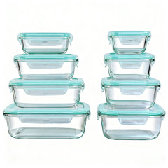 Glass Food Storage Containers - 8 Piece Leakproof Airtight Kitchen Set - Glass Food Storage Container - Hurbane Home