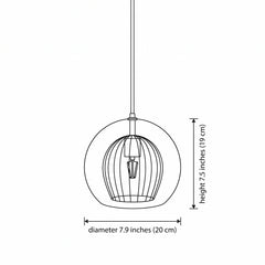 Line drawing of the three globe sizes with diameter and height measurements