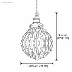 Line drawing giving the shade width 6 in and height 9 in