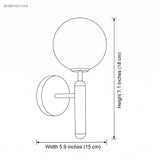Line drawing of the sconce with 7.1 in height and 5.9 in width labels