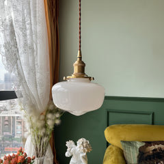 Close-up of glass jar pendant light shade