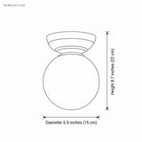 Glass globe semi-flush ceiling light dimensions diagram