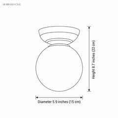 Glass globe semi-flush ceiling light dimensions diagram