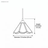 Line drawing of the pendant shade marked 7.9 inches wide and 5.9 inches deep