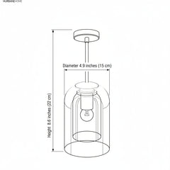 Line drawing showing the 4.9 in diameter and 8.6 in height