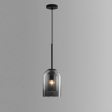 Grey pendant with the cord length and shade dimensions labelled
