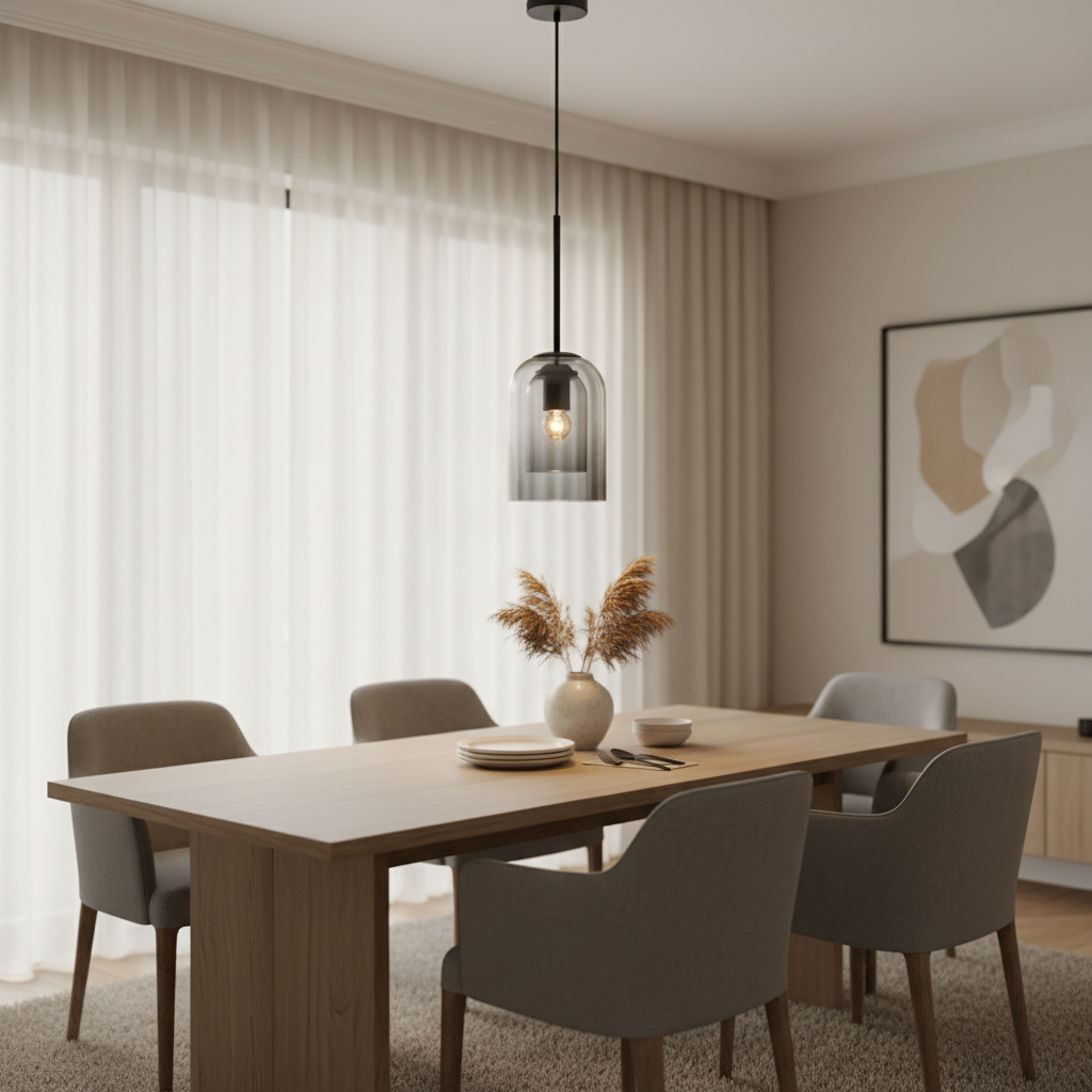 Double Glass Pendant Light Cloche Shade Inner Cylinder