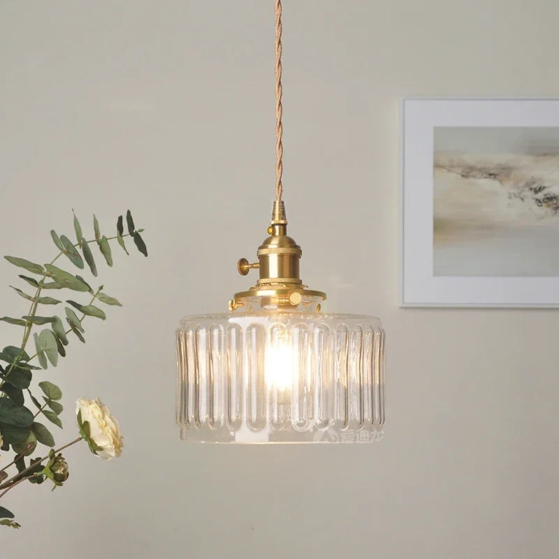 Glass pendant light fixtures with green glass shade