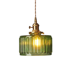 Glass round pendant light shown from the front