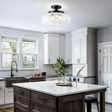 Glass semi flush mount ceiling light detail view