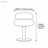 Line drawing showing 7.1 in width and 11.0 in height of the lamp