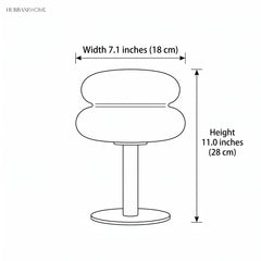 Line drawing showing 7.1 in width and 11.0 in height of the lamp
