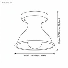 Diagram showing ceiling light width 7 inches and height 4.75 inches